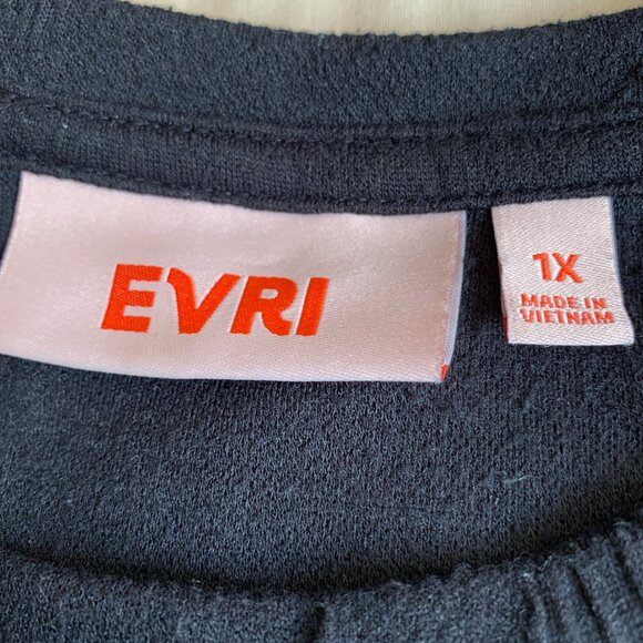 ๐ฑ 5 FOR $10. EVRI TEXTURED BLACK ROUND NECK LONG SLEEVE TOP SIZE 1X - Picture 5 of 7